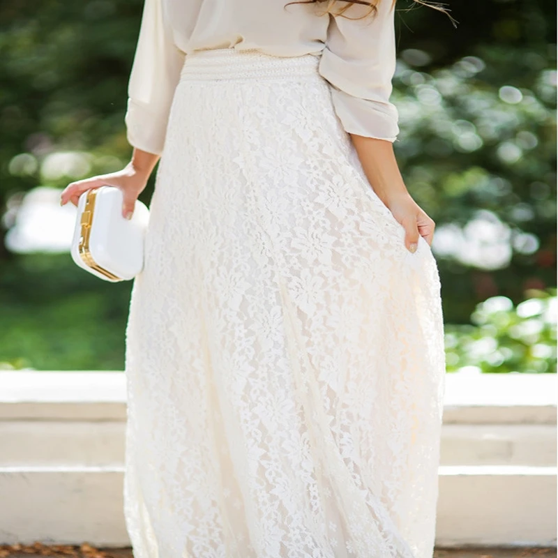 

Женская длинная Плиссированная юбка, белая/Серебристая юбка макси с высокой талией, лето 2021