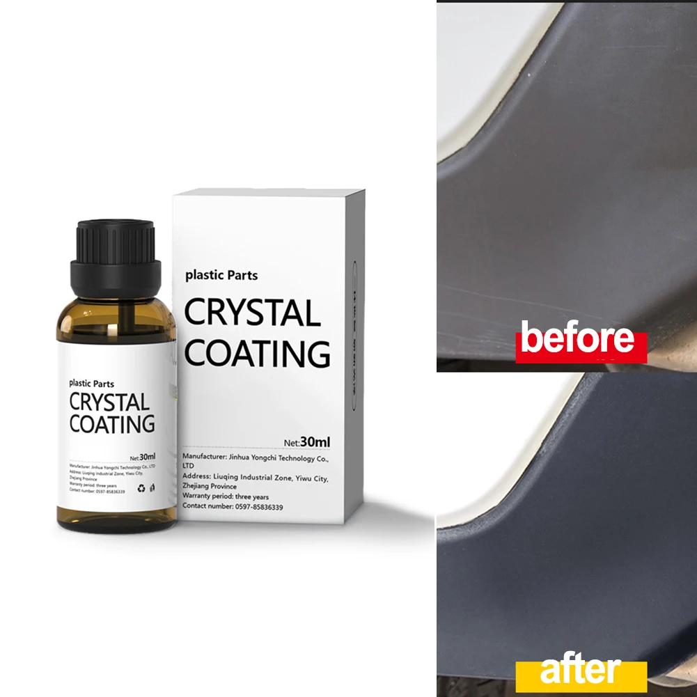 

Hot Sale Plastics Restorer 30ml Plastics Parts Crystal Coating Refurbish Agent With Sponge Long Duration Car Accessories