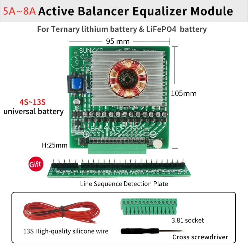 12A Active Equalizer Balancer 3S 4S 6S 7S 8S 12S 14S 15S 16S 17S 18S 19S 20S 24S BMS Lifepo4/Li-ion 5A Battery Energy Capacitor