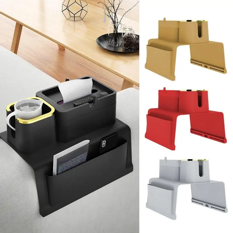 

Sofa Armrest Tray Silicone Couch Drink Holder Drinks Arm Rest Organizer Table Top Armchair Snacks Storage Bag For Household