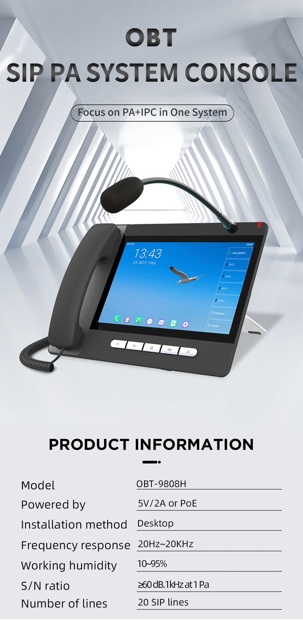 Фото Система громкой связи Система внутренней связи Горячая продажа IP PBX Network Mini OBT-9808H Голосовой сервер №4
