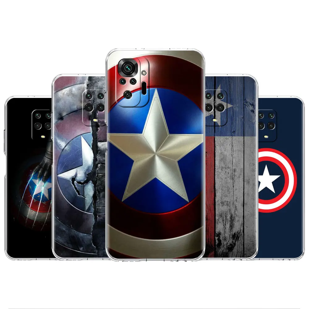 

Silicone Case for Xiaomi Redmi Note 10 Pro 9S 9 11 K40 8pro 8T 9C 9A 10C 7 11T Phone Soft Funda Cover Marvel Captain Americas