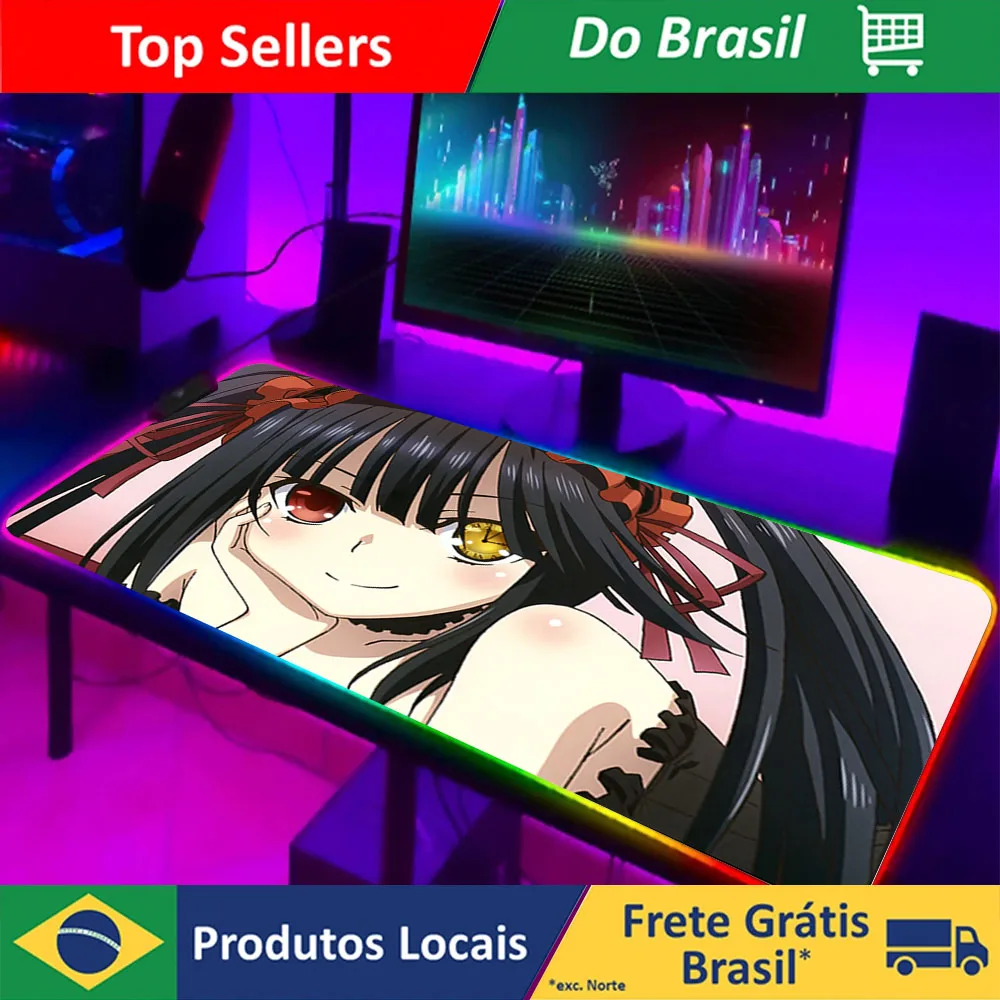 

RGB Dating Big Sexy Anime Mouse Pad Game Accessories Computer Table Mat Decoration Kawaii Mousepad Laptop Aesthetic Backlight