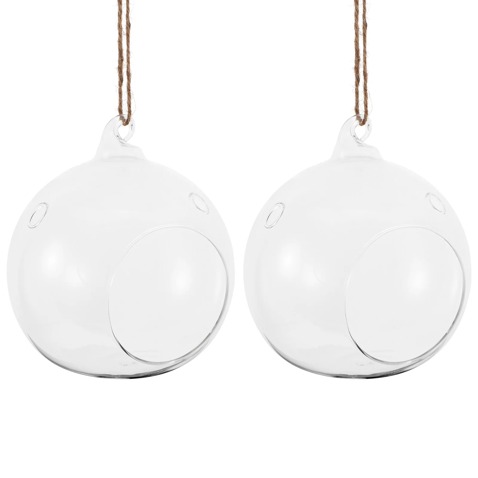 

2pcs Smooth Globe Terrarium With Big Opening Clear Hanging Glass Terrarium Air Planter