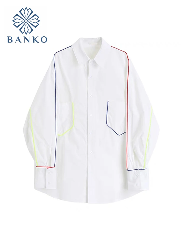 2022 Spring Women Shirts White Loose Oversized Polo Blouses Female Tops Loose BF Korean Style All-Match Blusas Pockets Button