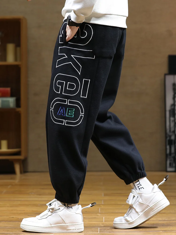 

Брюки-султанки мужские с надписью, Модные свободные брюки-багги в стиле хип-хоп, уличная одежда, цвет черный/серый, осень