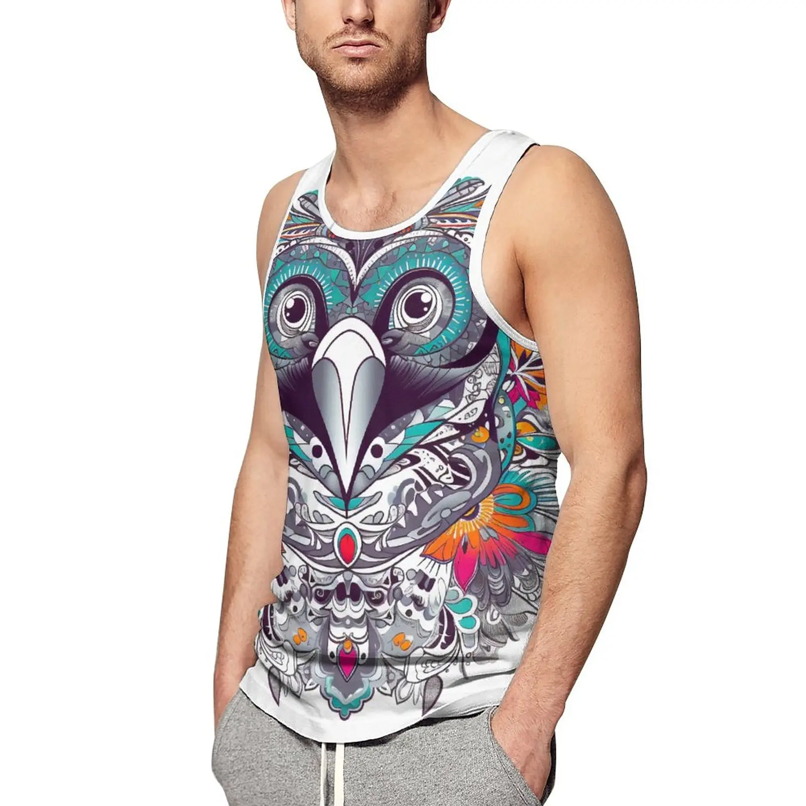 

Penguin Tank Top Man Animal Floral Mandala Tops Summer Design Bodybuilding Sportswear Oversized Sleeveless Vests