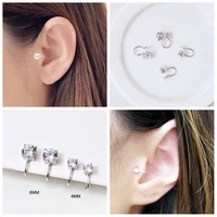 6mm 4mm women men fashion gift party non piercing earrings no pierced zircon ear cuff tragus earrings