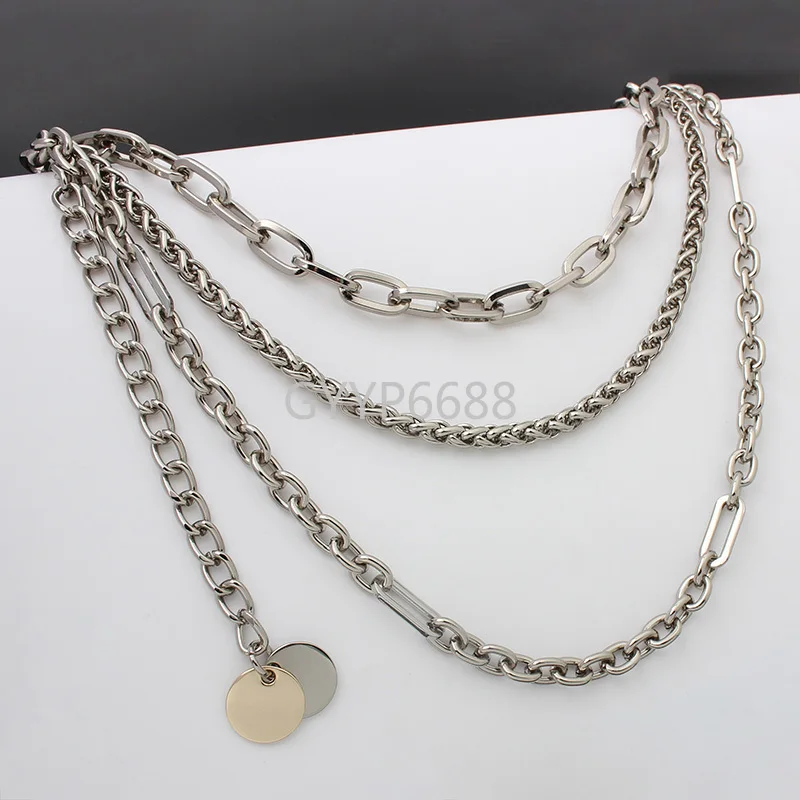 1-5pcs silver color Iron meterial chains with snap hooks three in one for woman handbag purse accessories in bulk