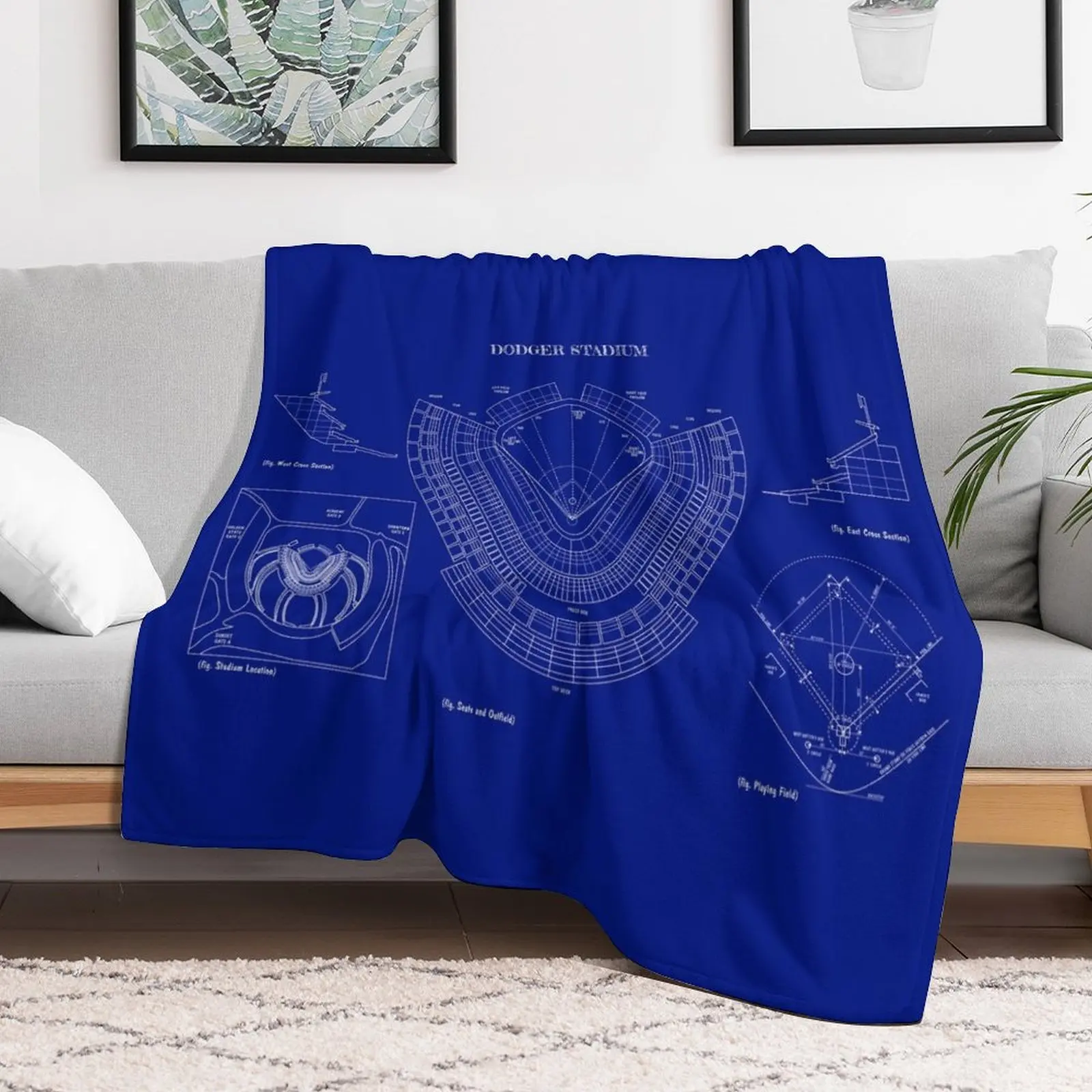 Одеяло Dodger Stadium (белый трафарет-без фона) Роскошное очень большие пледы винтажные
