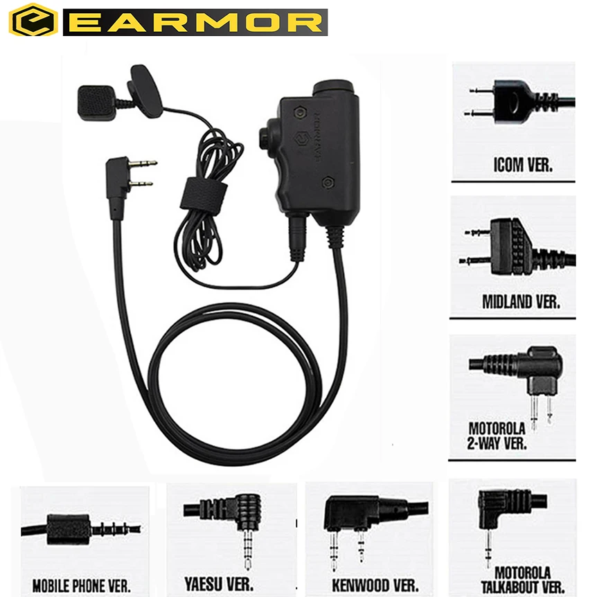 

EARMOR M52 Push To Talk Tactical Communication Headset PTT Military PTT Adapter Adapter for Airsoft Earmor MSA Sordin/3M Peltor