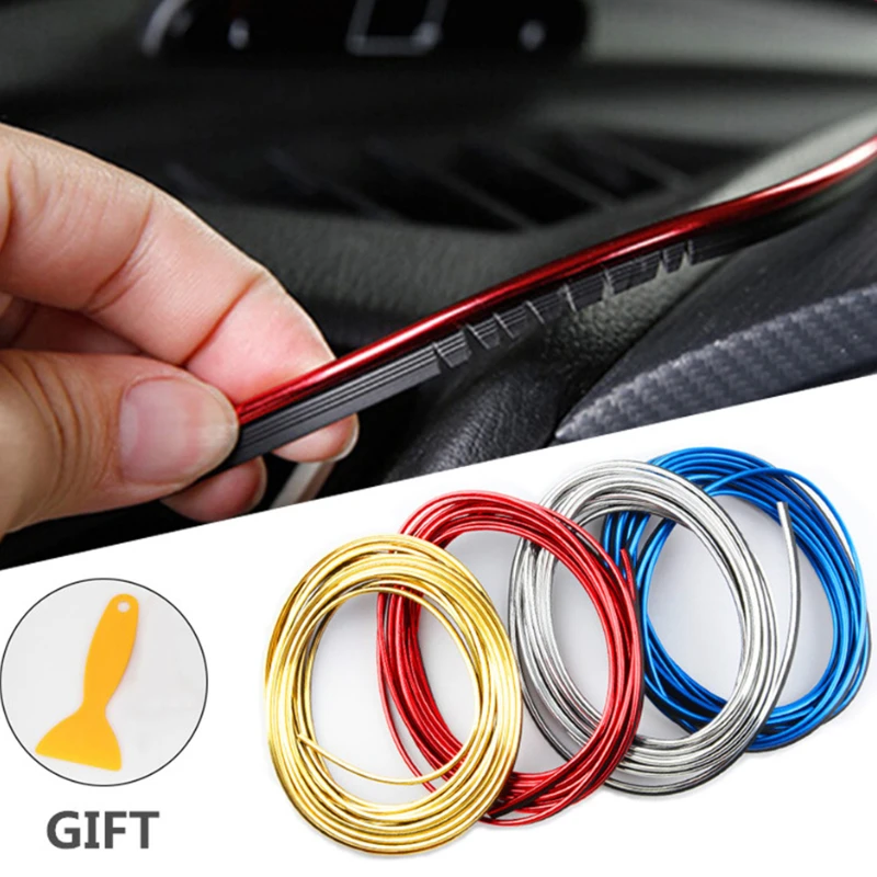 

Styling Universal DIY Flexible Interior Moulding Trim Strips Car Accessories Decoration Strip Dashboard 5M Edge Sticker