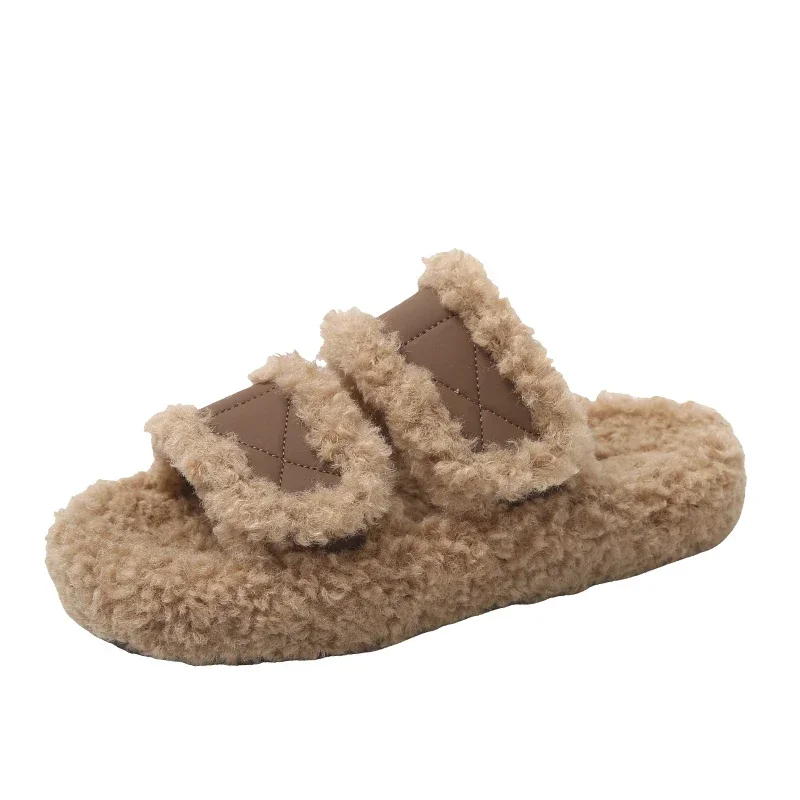 Осенне-зимние новые плюшевые женские тапочки модные домашние теплые туфли на