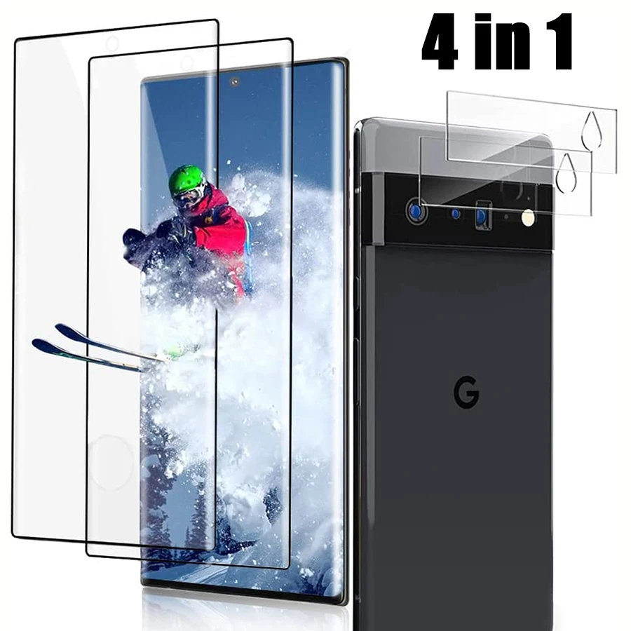

4 in 1 for Google Pixel 6 Camera Lens Protector 3D Curved Tempered Glass Camera Lens Cover for Google Pixel 6 Pro 6.71 Inch 2021