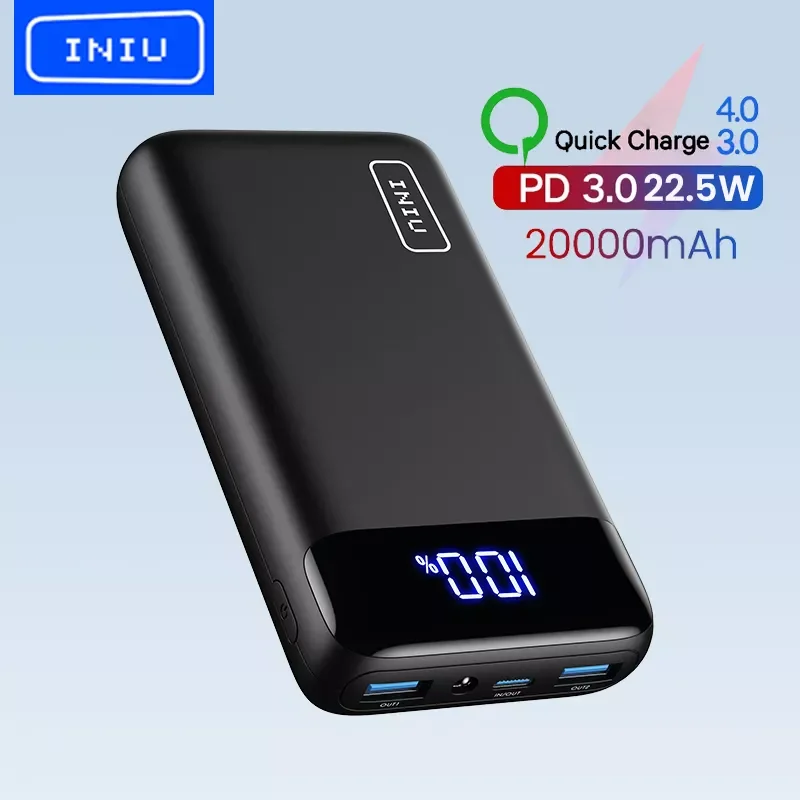 Фото Новое портативное зарядное устройство INIU 20000 мАч 22,5 Вт PD3.0 QC4.0, внешний аккумулятор для быстрой зарядки, аккумулятор для телефона iPhone 13 12 11 №1