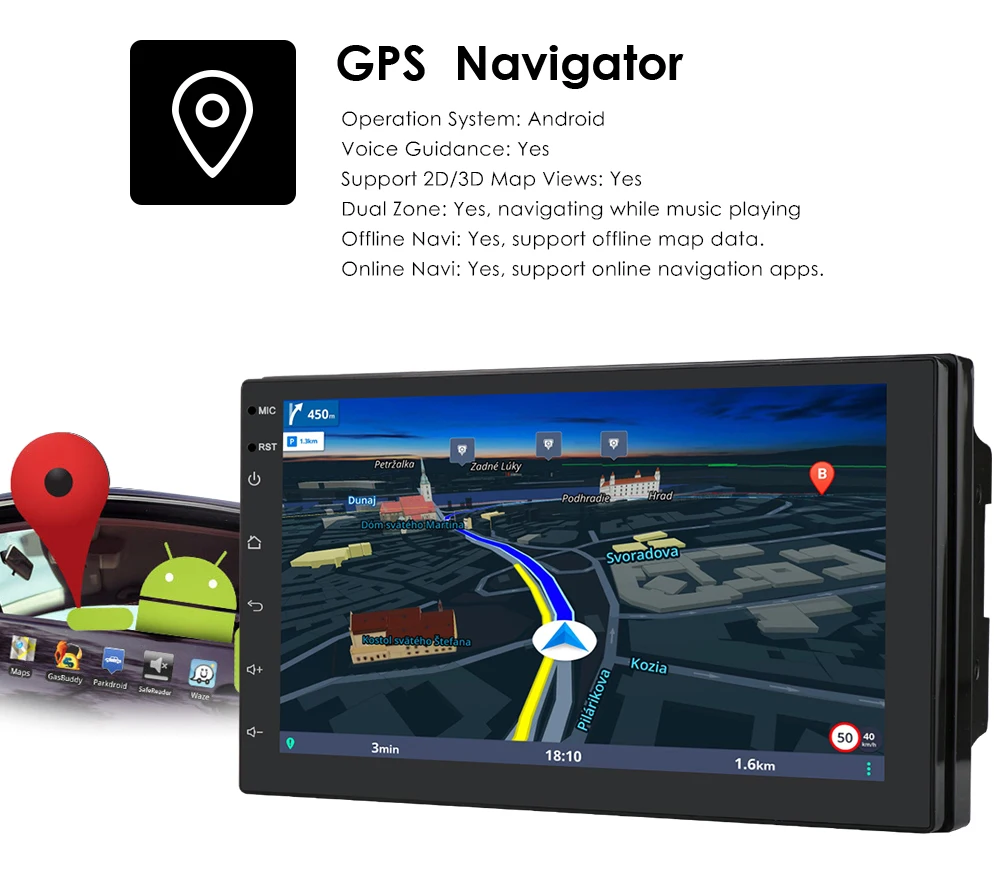 Автомобильный радиоприемник 2 Din 7 дюймов четырехъядерный универсальный Android 10 Гб