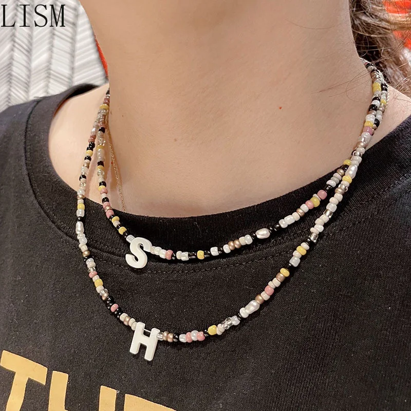 Мужское ожерелье с цветными бусинами и 26 буквами богемное модное женское в стиле