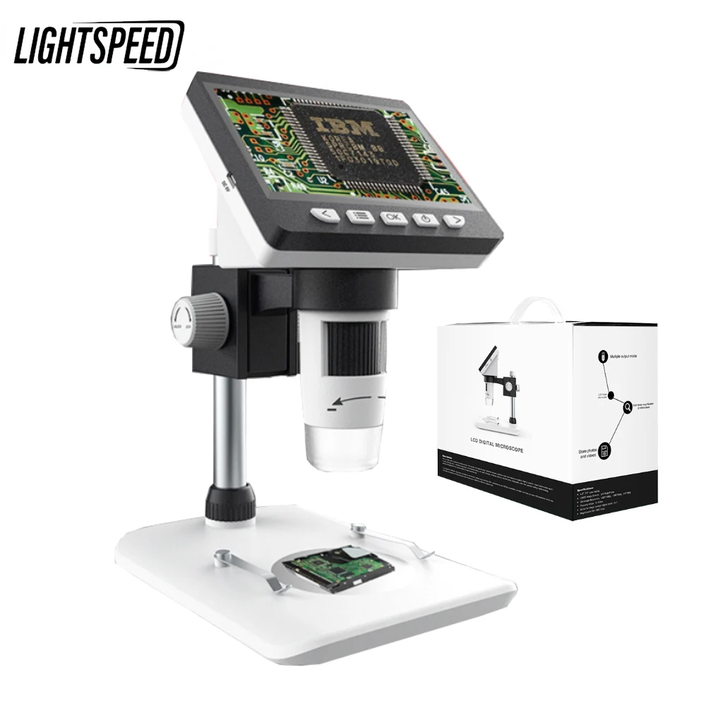 

Электронный микроскоп с дисплеем 4,3 x МП, HD ЖК-дисплей дюйма, USB-микроскоп с 8 светодиодами и двойным режимом питания