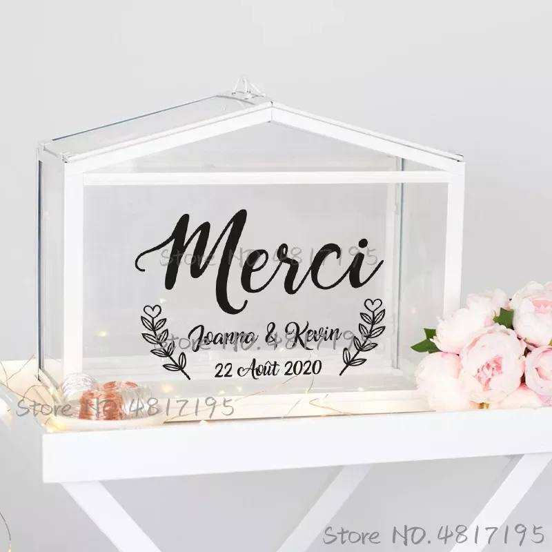 

JMTWedding Cards and Gifts Box Vinyl Sticker Custom Texts Names Decals Wedding Card Sign Custom Stickers For Wedding Boxs Art De
