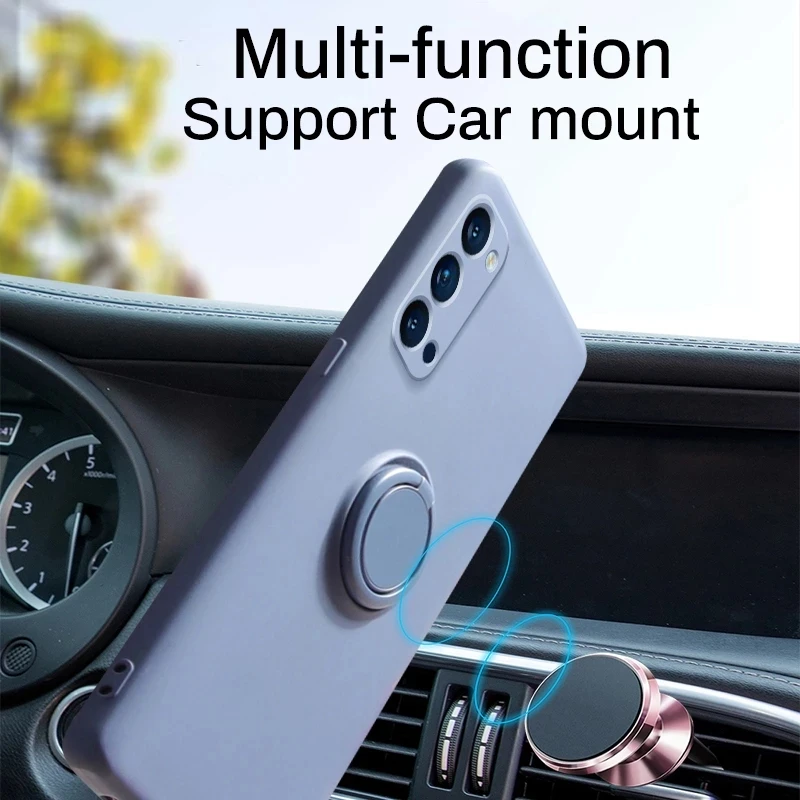 Phone Case For Xiaomi Redmi Note 10 10S 4G Pro Max Shockproof Candy Colors Magnetic Soft Liquid Silicone Ring Holder Strap Cover