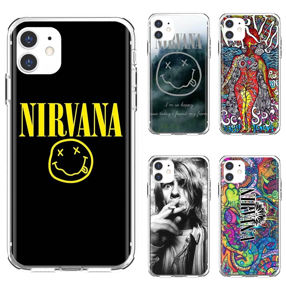 Мягкий чехол для iPhone 10 11 12 13 Mini Pro 4S SE 5C 6 6S 7 8 X XR XS Plus Max 2020 Nirvana-Smiley-Face-Logo-Music-Band |