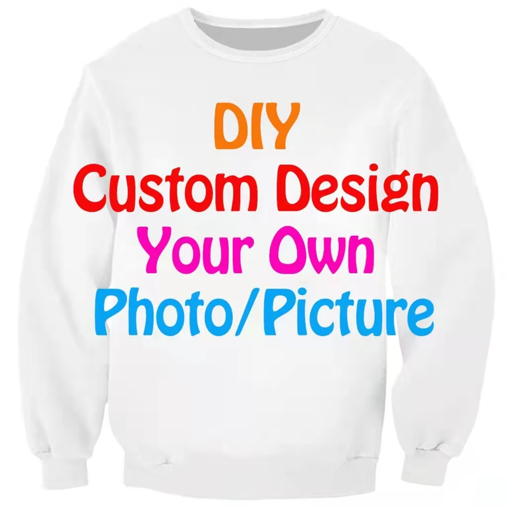 

2022 hotssale 3D Print Diy Custom Design Mens Womens Fashion Sweatshirt Hoodies With No Hat Wholesalers Suppliers