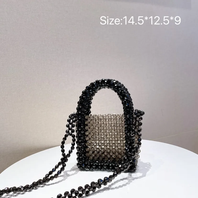 

Women's Fashion Bag 2022 New Contrast Color Messenger Bag Handmade Pearl Chain Portable Shoulder Messenger Bag