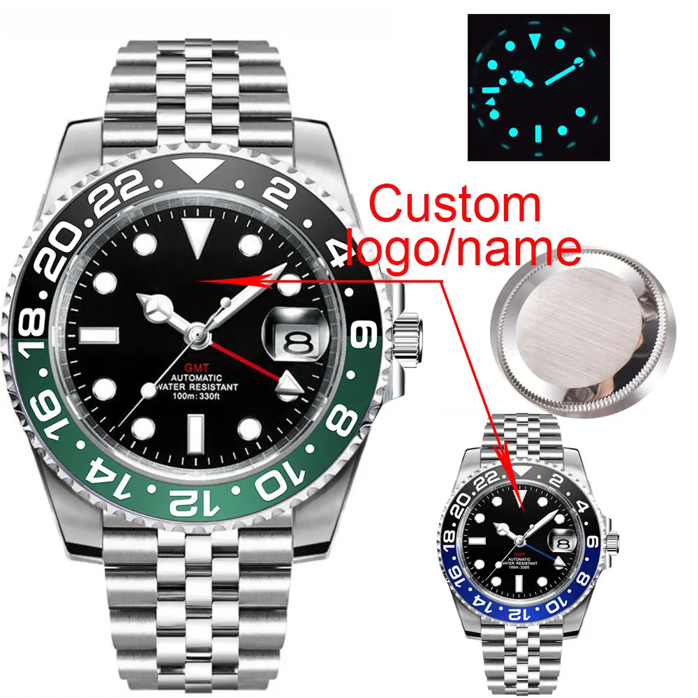 

New Luxury Men Corgeut Logo Mechanical Wristwatch Luminous GMT Watch Top Brand Sapphire Glass 10Bar Male Clock Reloj Hombre