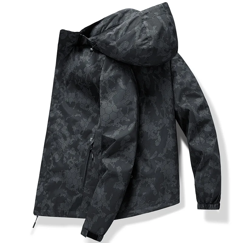 

2022 Spring Autumn Men's Outdoor Camouflage Military Jacket Waterproof Hooded Windbreaker Jacket Men's Sports Tactical Coat 5XL