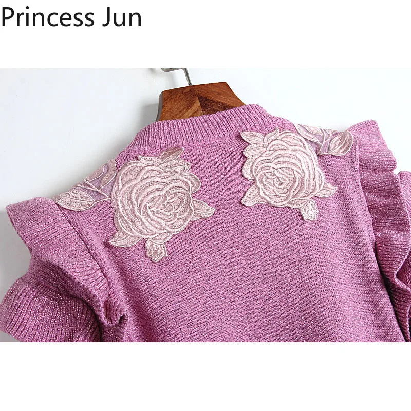 Женский винтажный свитер в дворцовом стиле пуловер с цветочной вышивкой и