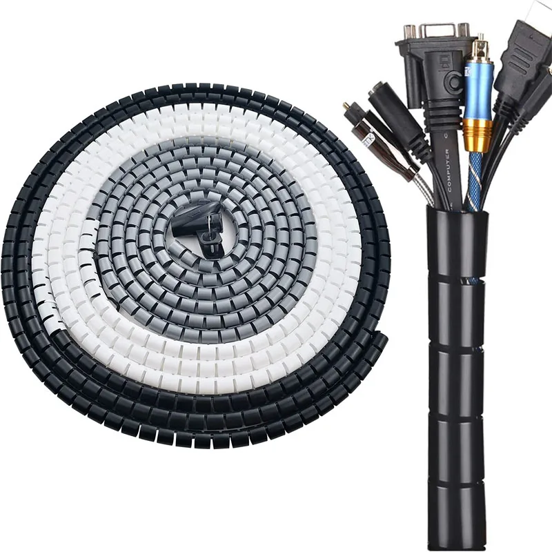 

2meters 8/10/15/20/25/mm Line Organizer Pipe Protection Spirals Wrap Winding Cable Wire Protector Cover Tube