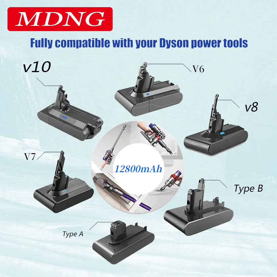 

For Dyson V6 V7 V8 V10 Type A/B 12800mAh Replacement Battery for Dyson Absolute Cord-Free Vacuum Handheld Vacuum Cleaner