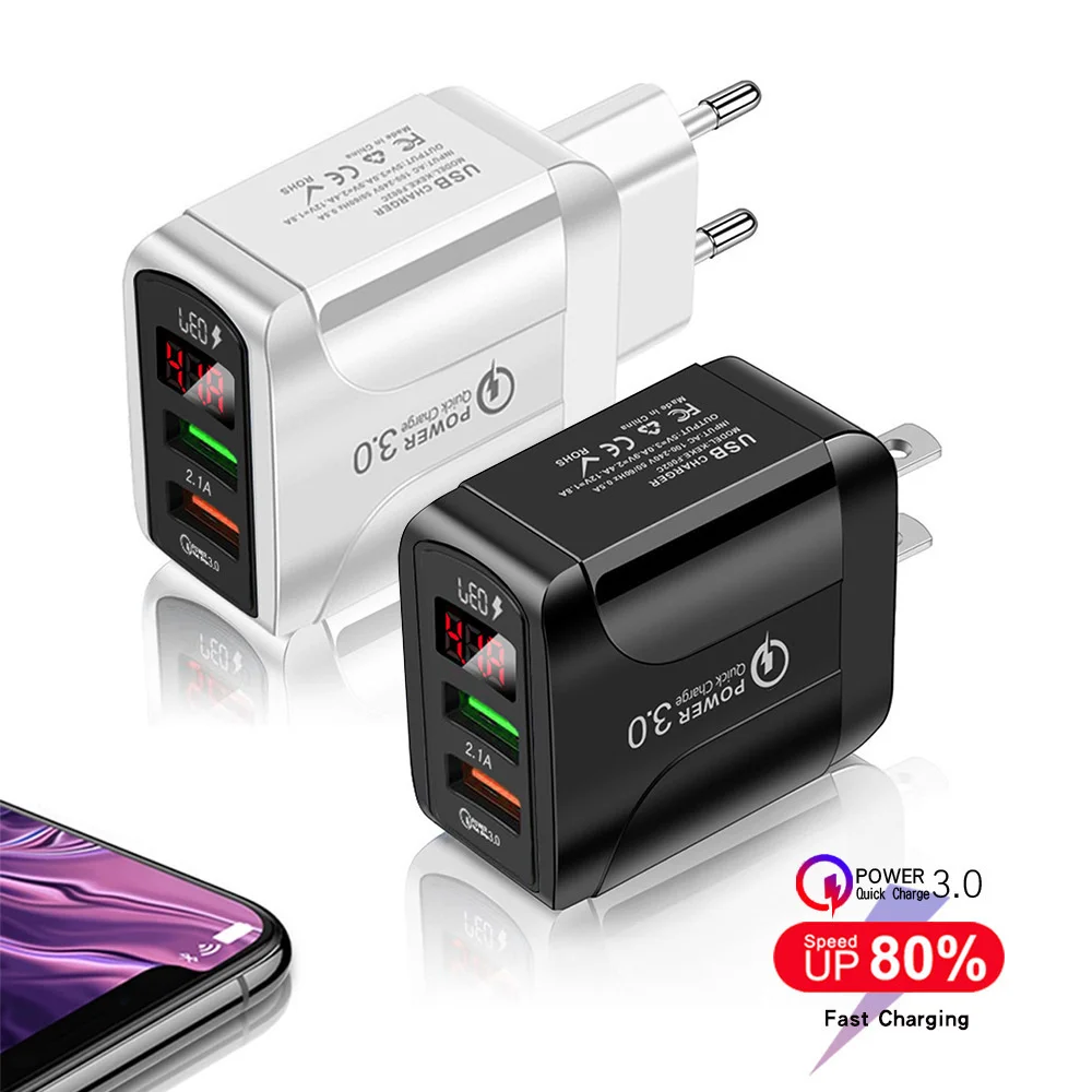 

Быстрое зарядное устройство 5v4.1a с цифровым дисплеем и двумя USB-портами