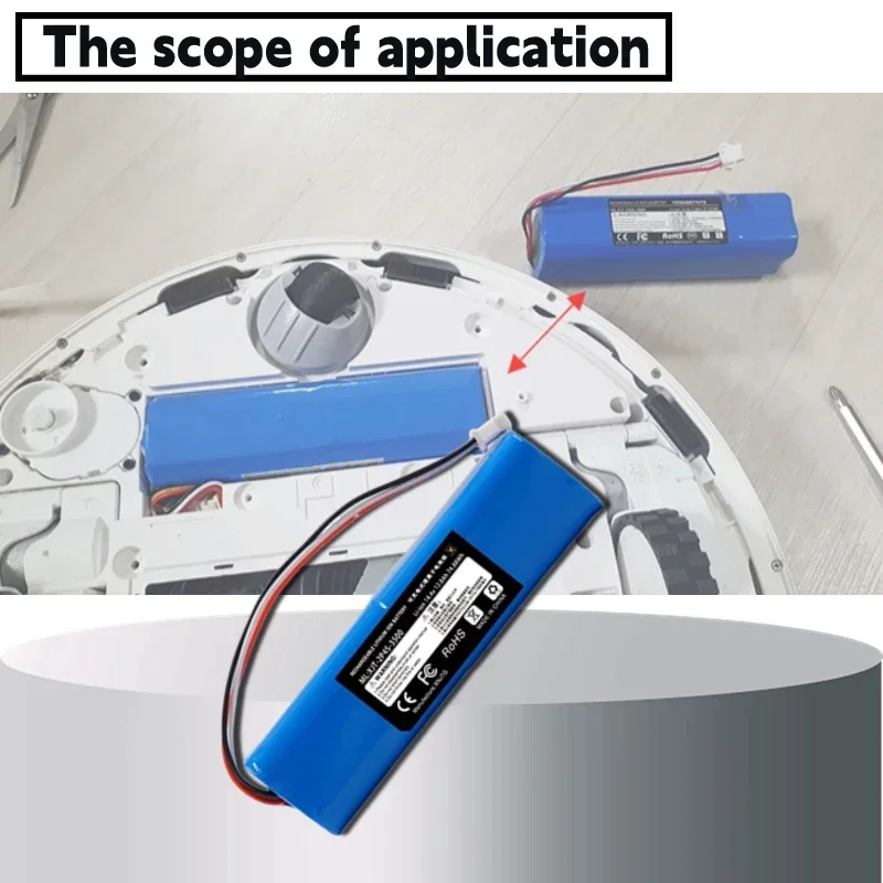 Фото ⚡ 2025 100% Оригинальные литиевые аккумуляторы 14.4V для XiaoMi Viomi S9, Lydsto R1, Roidmi Eve Plus, 2 шт., 5200мАч, 6800мАч, 9800мАч, 12800мАч №4