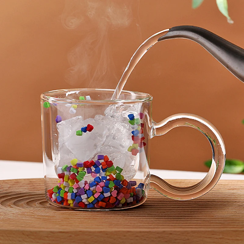 Милые Чашки с двойными стенками чашка для кофе плавающим сердечком