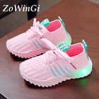 Детские кроссовки с подсветкой, дышащие, для тренировок, обувь для девочек, размеры 21-30