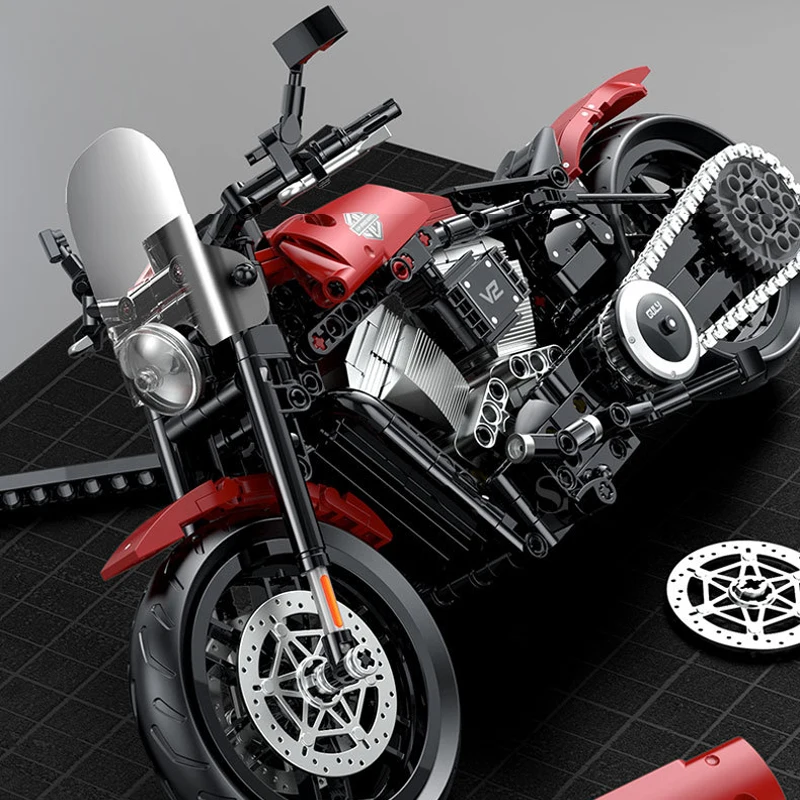 В НАЛИЧИИ MOC Технический 1:8 Мотоцикл Softail Тонкий Строительные Блоки Модель