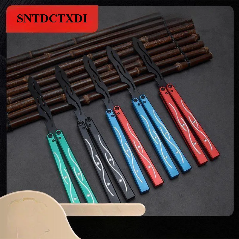 

Butterfly Training Knife Squid Balisong Flipper Trainer 420 Steel Blade Aluminum Handle Safe EDC Tool for Outdoor Games
