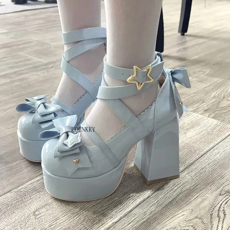 

Новинка 2023, женские туфли мэри джейн на высоком каблуке, босоножки на массивной подошве, летняя модная обувь в стиле ретро в стиле "Лолита", туфли-лодочки на платформе