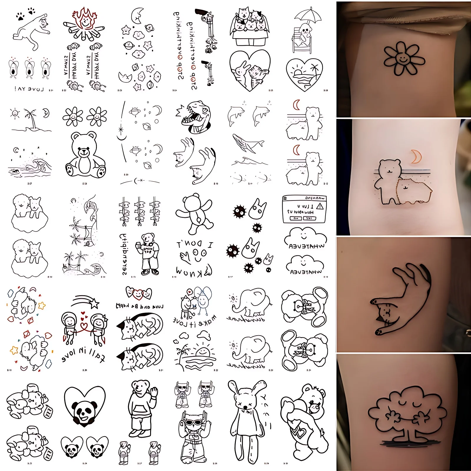 30 шт./компл. поддельные татуировки для детей простые линии рисунок картина