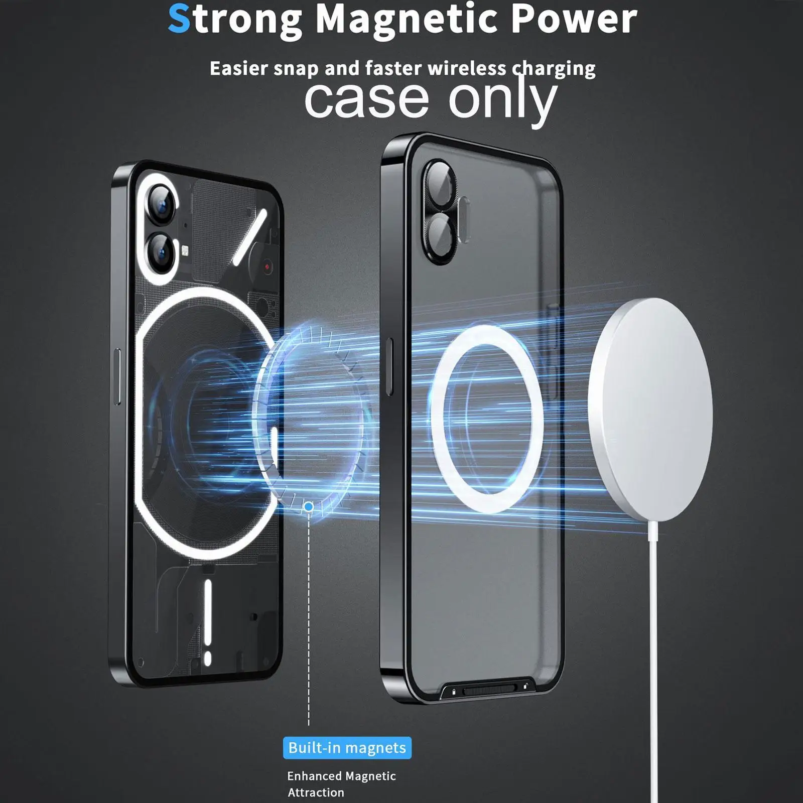 

Magnetic Wireless Charging Phone For Nothing Phone 1 Cover Clear Matte Back Panel Lens Cover D6x4