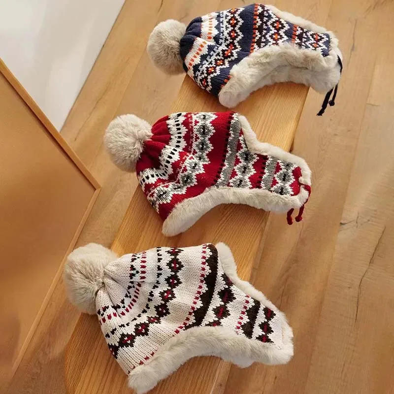 Вязаная шапка в стиле пушистых волос русания для женщин уличная лыжная