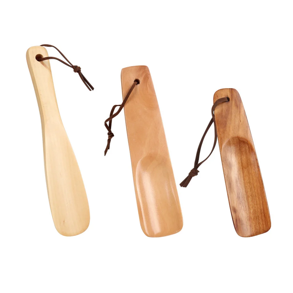 

3 Pcs Small Shoehorn Smooth Wood Travel Helper Shoehorns Men Portable Professional Home Supplies Wear Shoes Household Elderly
