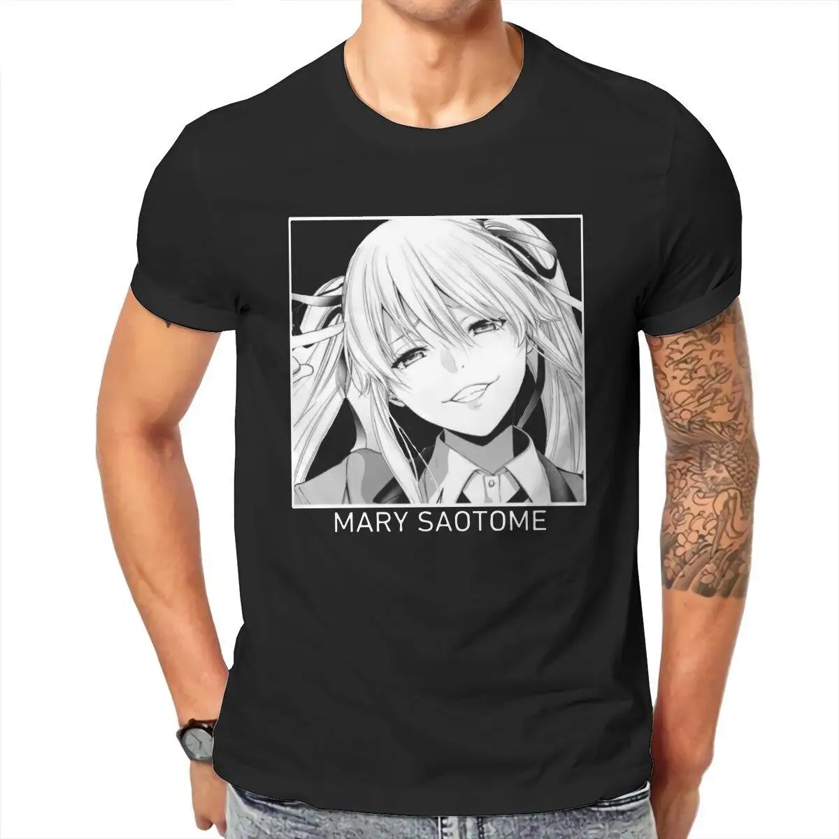 Mary Saotome Kakegurui  Men's T Shirt Japanese Anime Creative Tee Shirt Round Collar T-Shirts Cotton Gift Idea Clothing