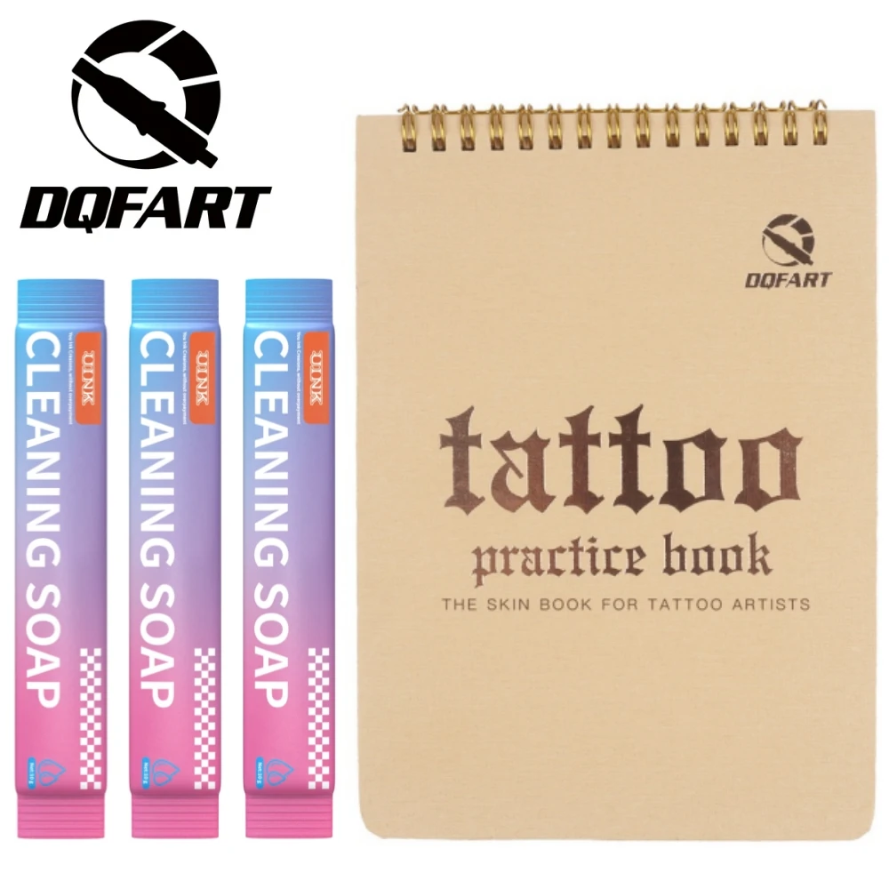 Фото Книга для практики тату DQFART, 10 шт. мыла для очищения кожи, 6 шт. мыла для начинающих тату-мастеров, креативные дизайны для боди-арта, многоразовое использование. №1