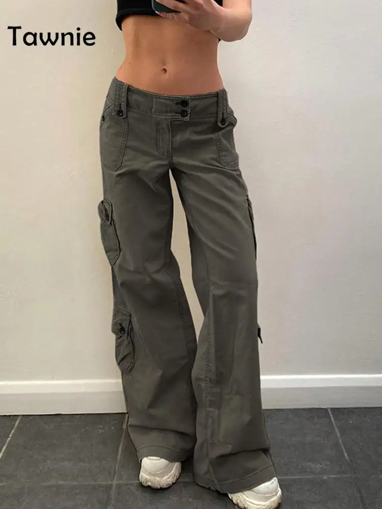 

Tawnie 2022 Autumn Women Denim Cargo Pants Jeans Vintage Y2K Aesthetic Casual Low Waist Baggy Trousers Sweatpants Streetwear