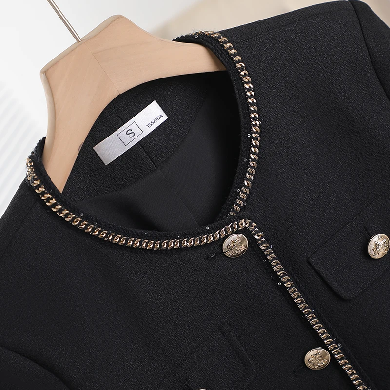 2024 светская классическая стильная куртка с круглым вырезом женская осенняя