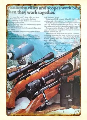 1979 винтовка Weatherby прицел охотничий пистолет металлический жестяной знак