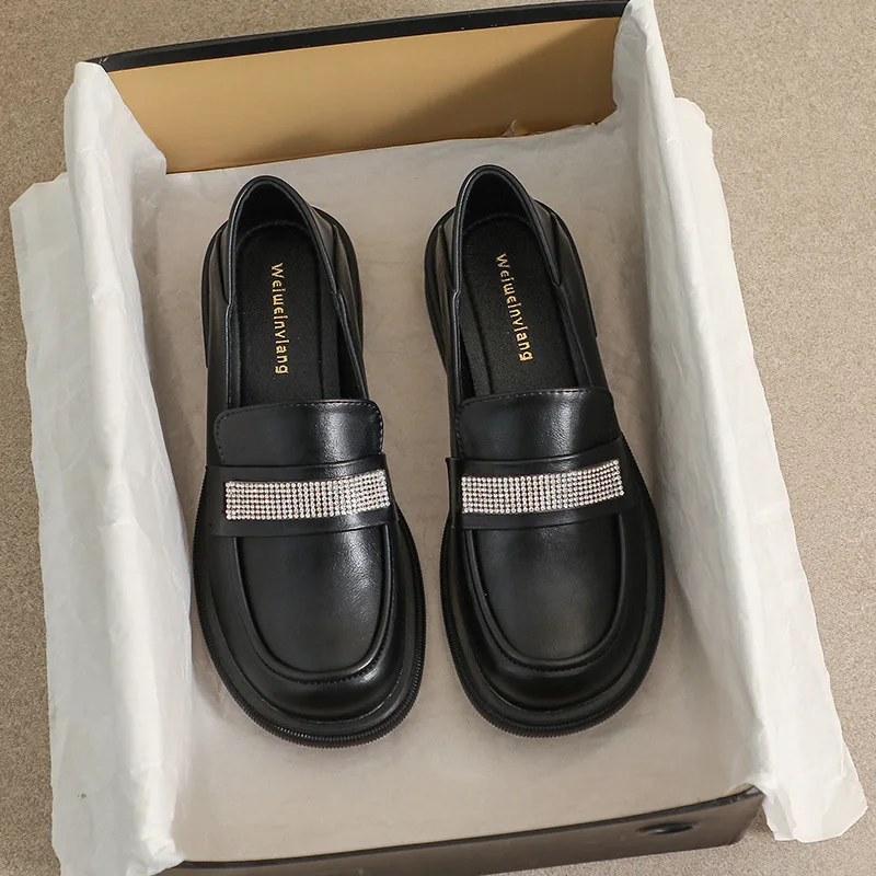 

Туфли-оксфорды женские на платформе, мягкие лоферы с круглым носком, мех, без застежки, Повседневная Классическая кожаная обувь в стиле ретр...