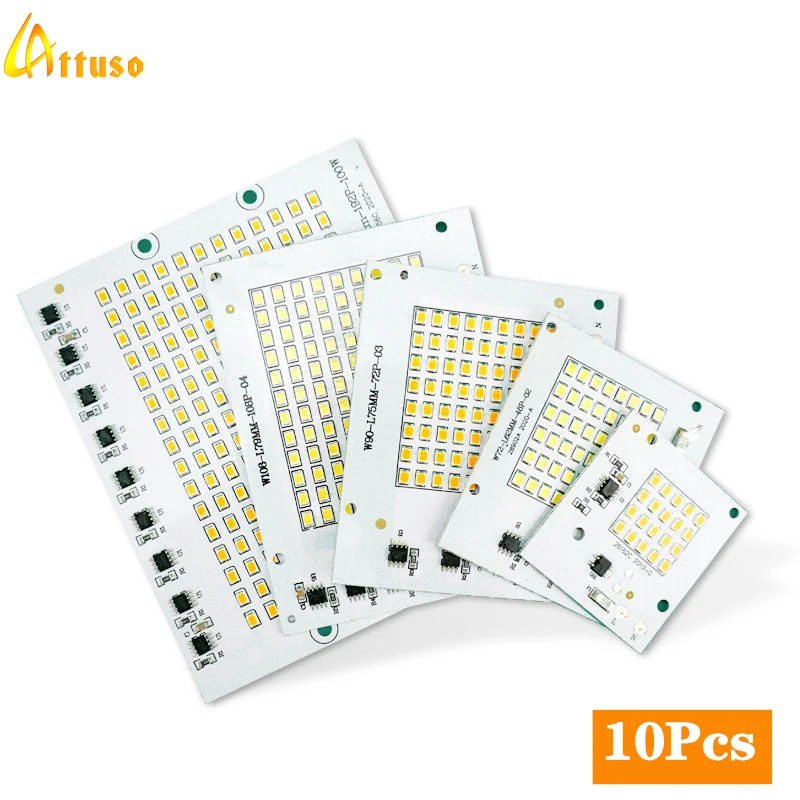 10pcs/lot Led Lamp 10W 20W 30W 50W 100W Smart IC Floodlight COB Chip SMD 2835 Outdoor Long Service Time DIY Lighting In 220V